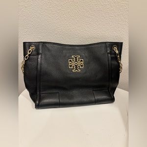 Discontinued Tory Burch Double Chain Shoulder Bag Black